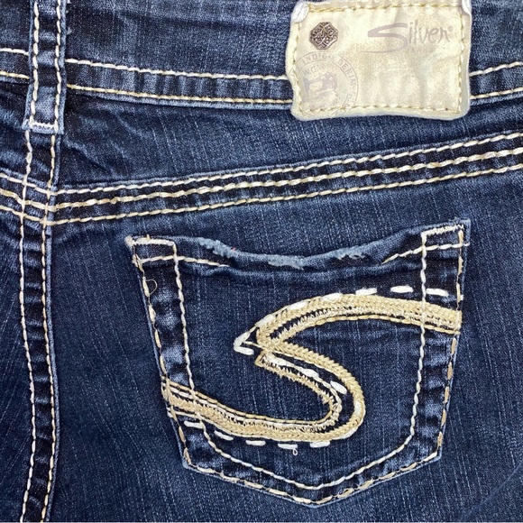Silver Suki Jeans Womens 29Wx31L Western Glove Works Blue Dark Wash Denim Preppy - Picture 3 of 10